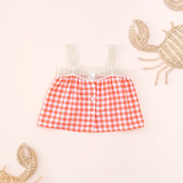 TOP CROCHÉ GASA VICHY CORAL MI CANESÚ