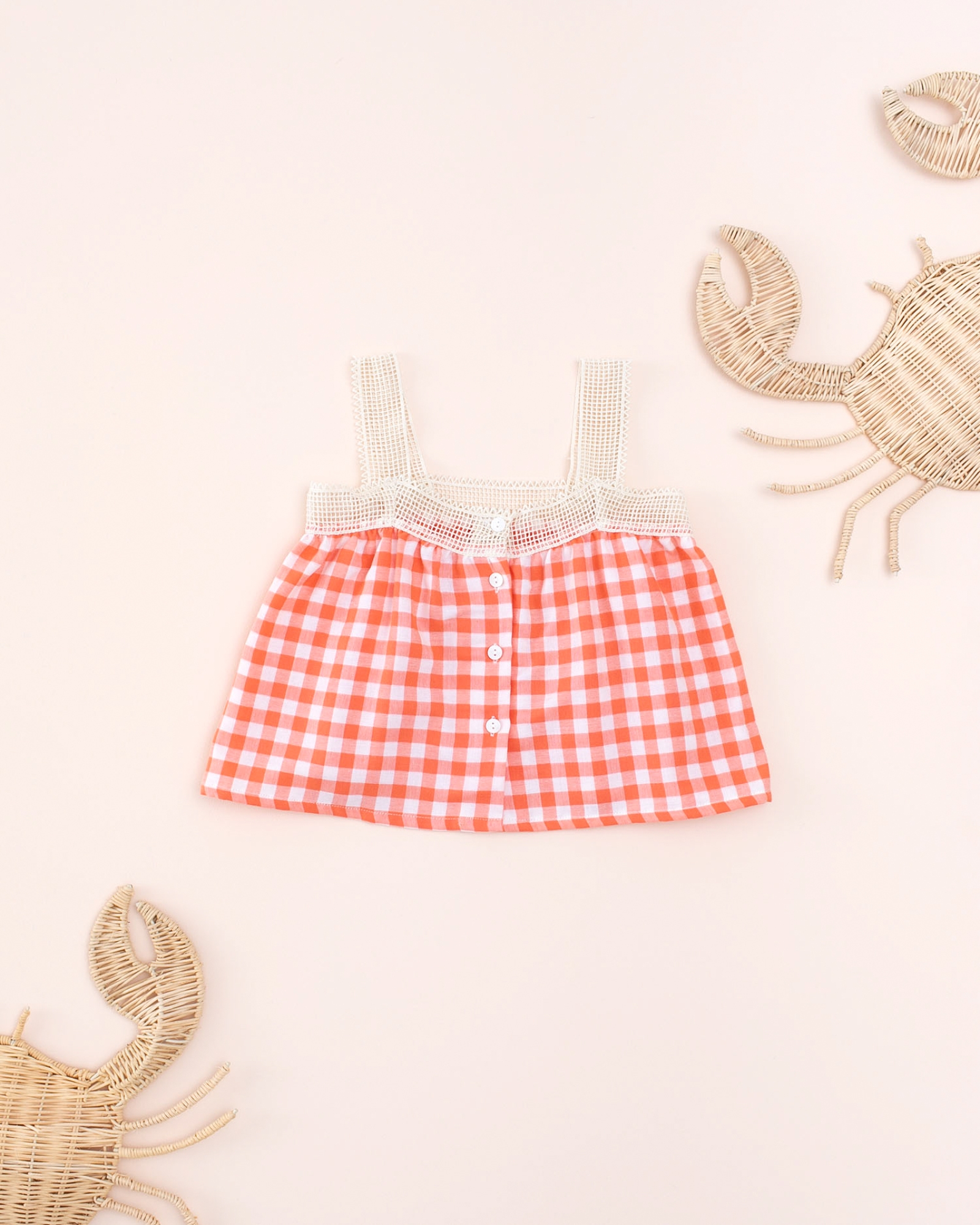 TOP CROCHÉ GASA VICHY CORAL MI CANESÚ