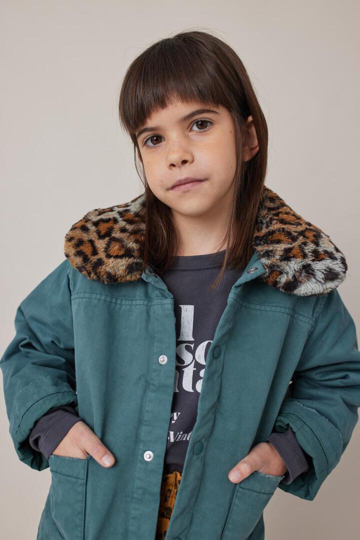 ABRIGO CUELLO ANIMAL PRINT VERDE TOCOTO VINTAGE