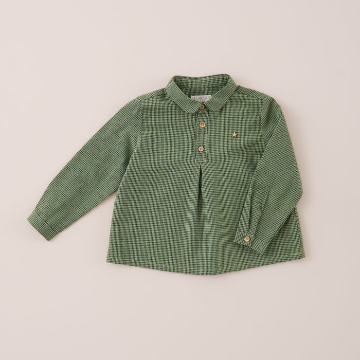 CAMISA NIÑO VICHY VERDE JENGIBRE MI CANESU