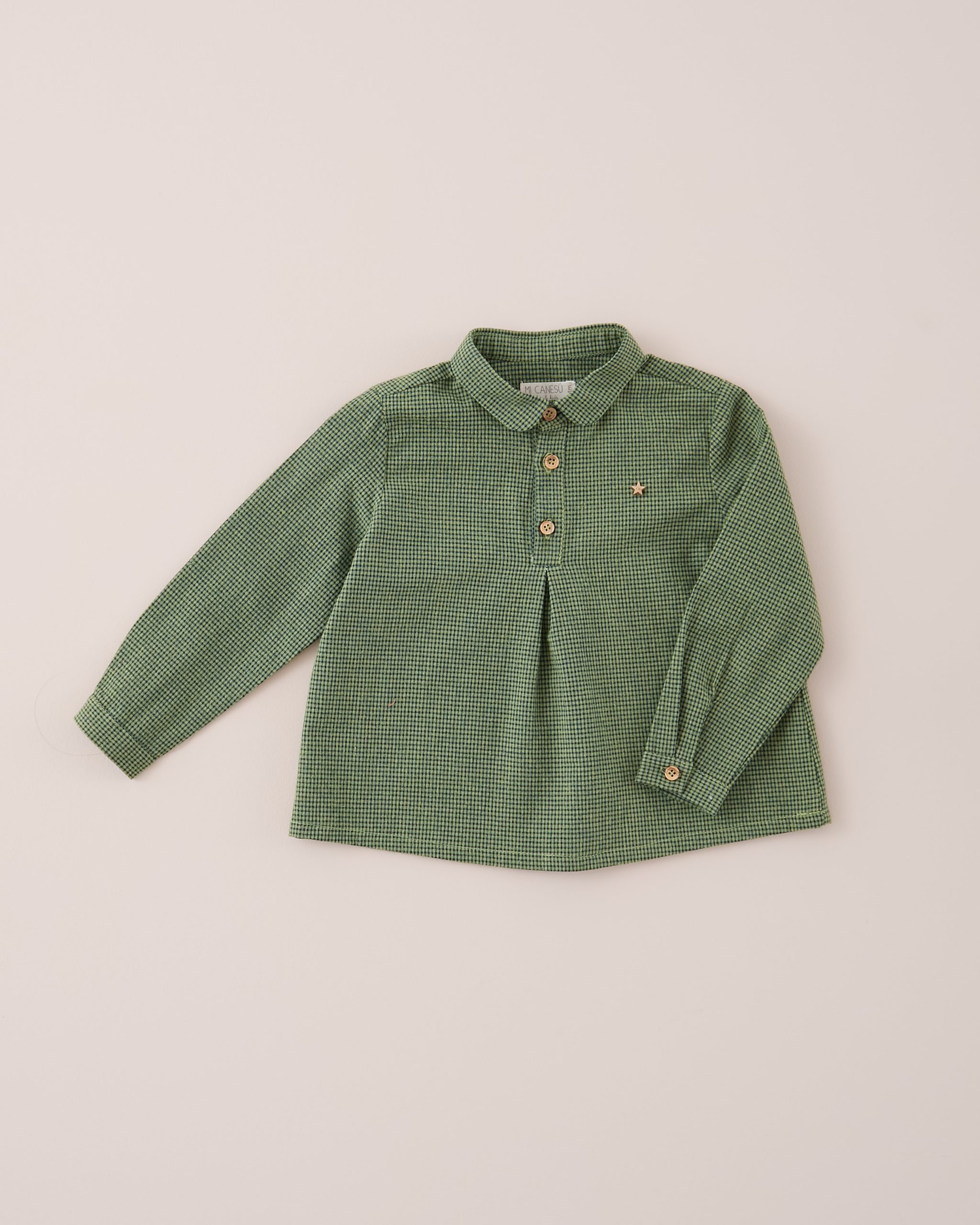 CAMISA NIÑO VICHY VERDE JENGIBRE MI CANESU