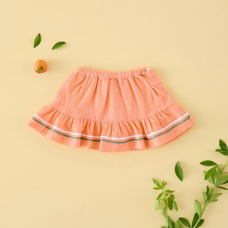 MINIFALDA VOLANTE GASA PAPAYA MI CANESU