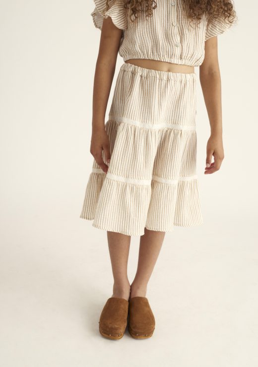 FALDA MIDI RAYAS CRUDA