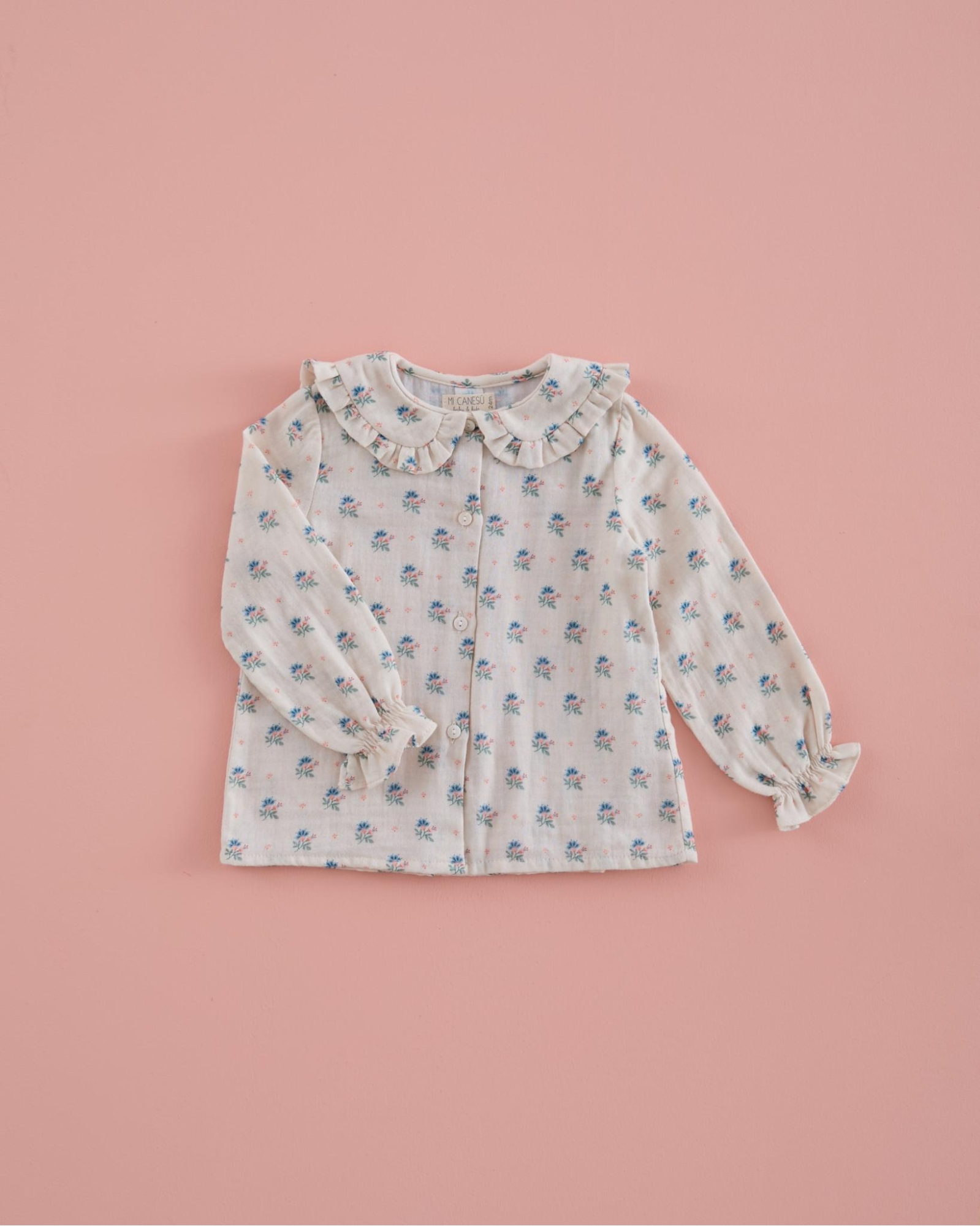 CAMISA MARINERA FLOR AZUL Y ROSA MI CANESU - Imagen 2