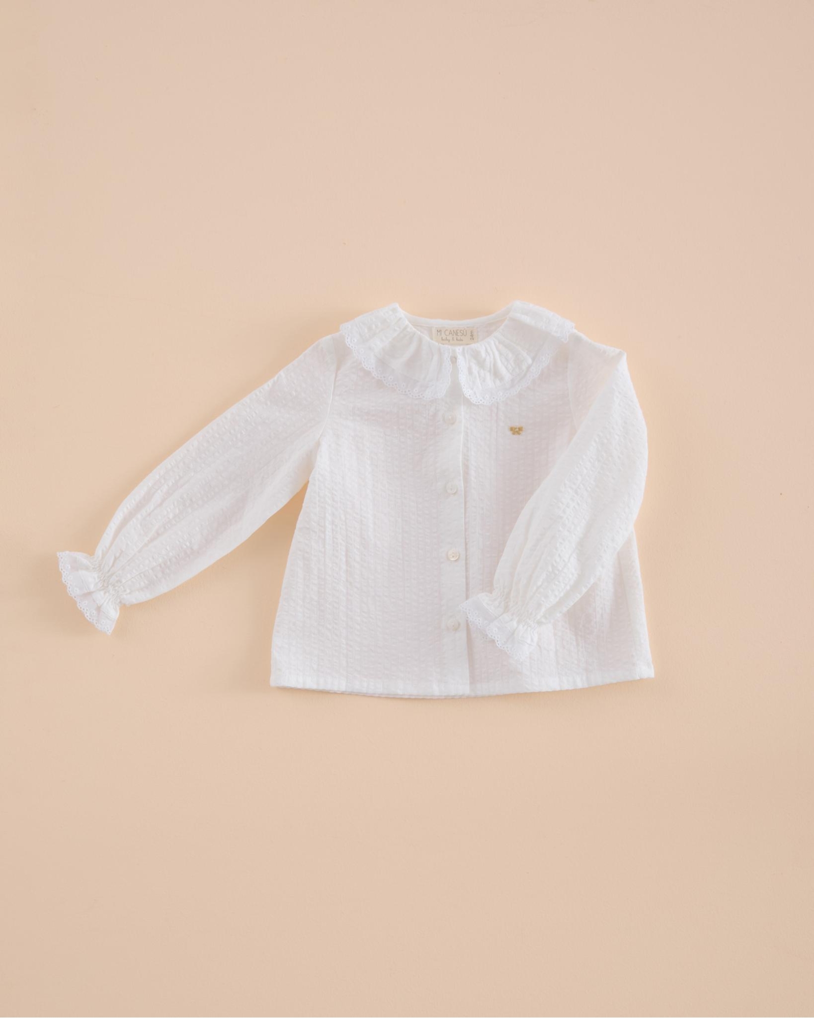CAMISA VOLANTE PUNTILLA BLANCA MI CANESU
