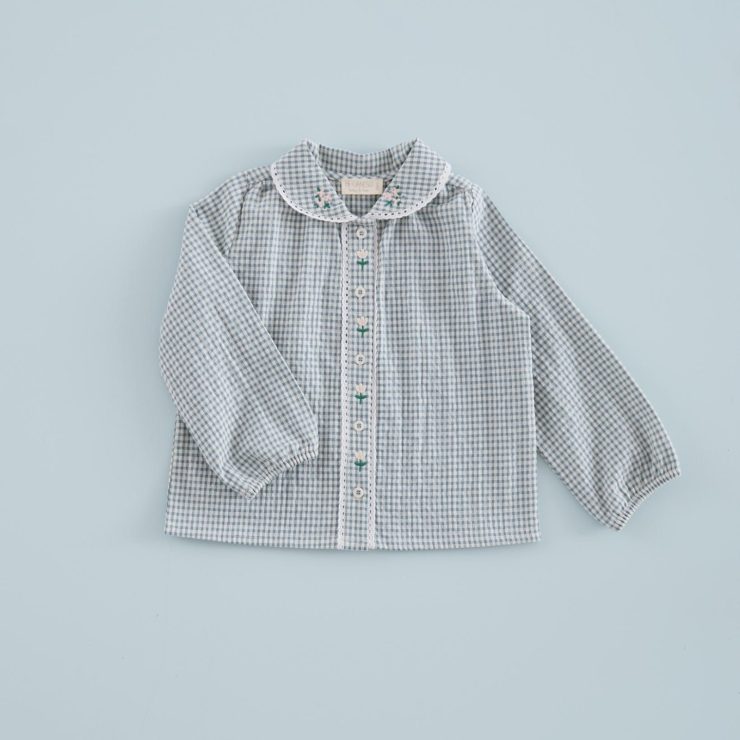 BLUSITA BORDADOS MINI VICHY AZUL MI CANESU