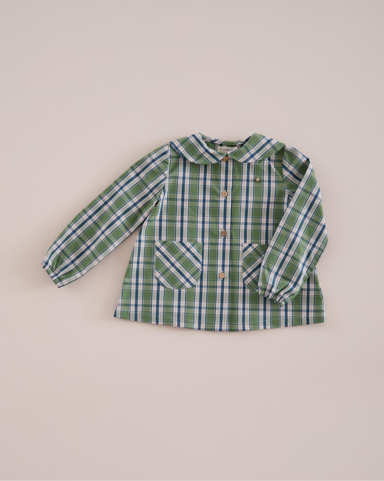 BLUSA CUELLO BOBO TARTAN VERDE MI CANESU