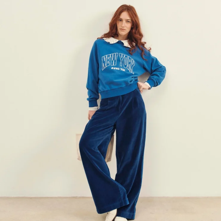 PANTALON TERCIOPELO AZUL EMILE ET IDA