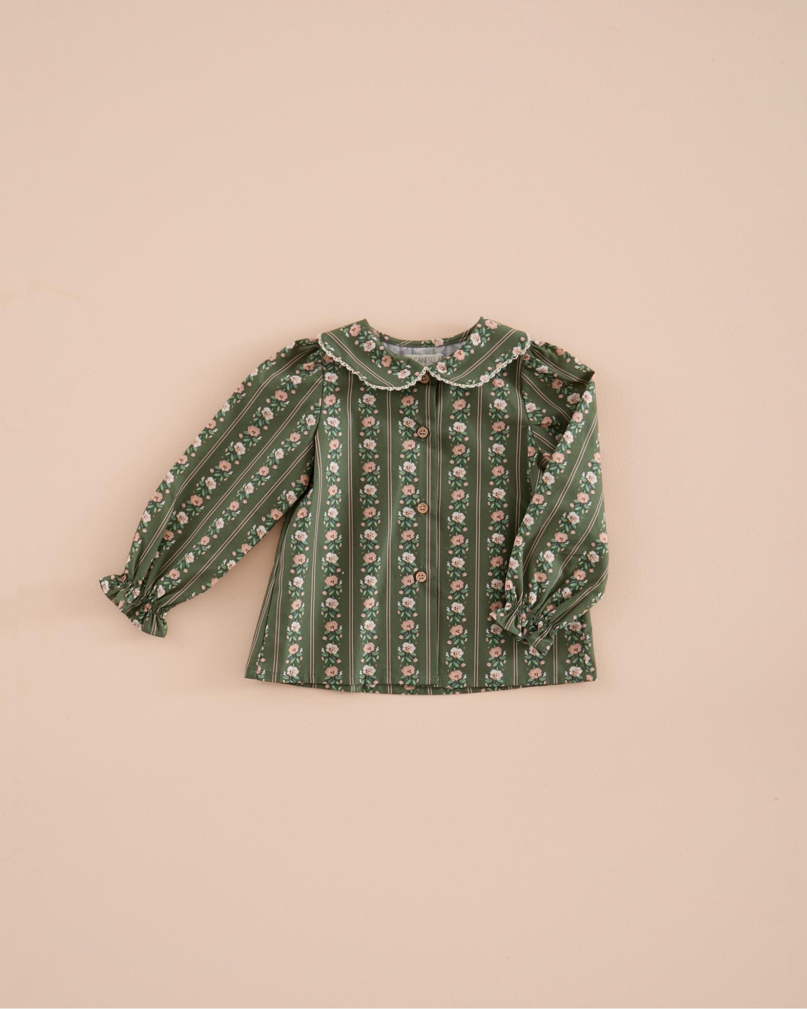 CAMISA PETALOS RAYA FLOR VERDE MUSGO MI CANESU