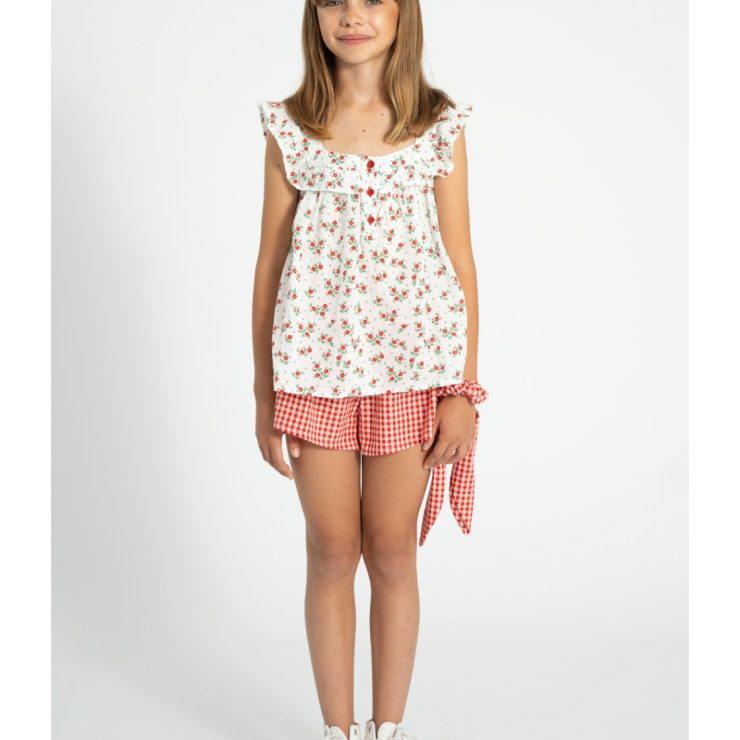 BLUSA FLORES ROJAS PIUPIUCHICK