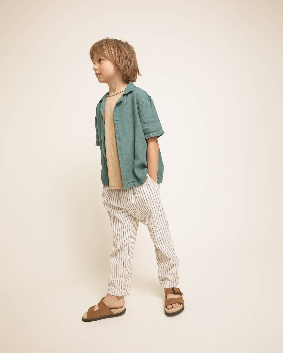 PANTALON LINO RAYAS BUHO