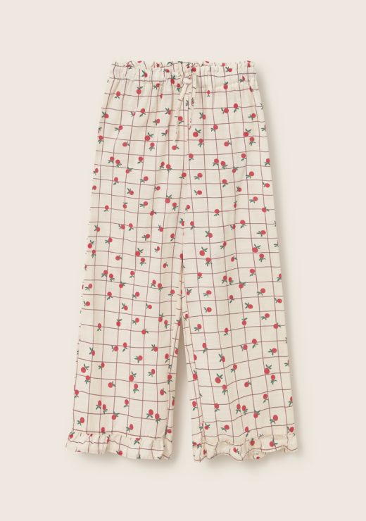 PANTALON CUADROS FRUTAS BLANCO COZMO
