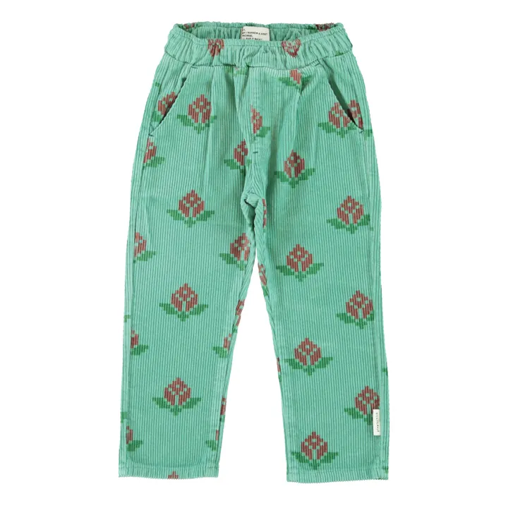 PANTALON PANA FLORES VERDES PIUPIUCHICK