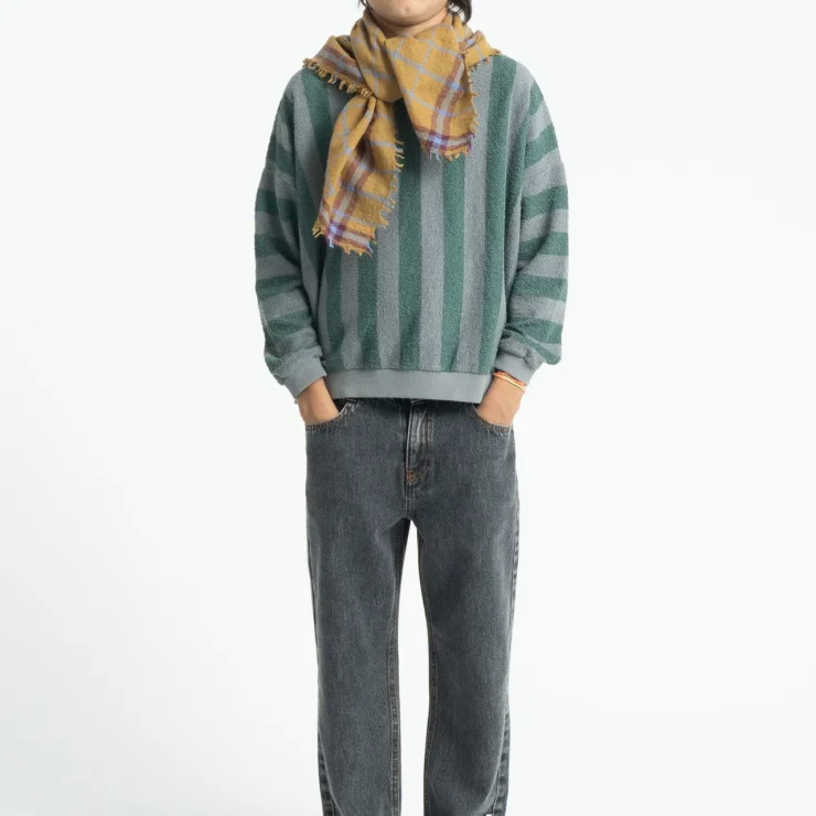 SUDADERA RAYAS GRISE/VERDE PIUPIUCHICK